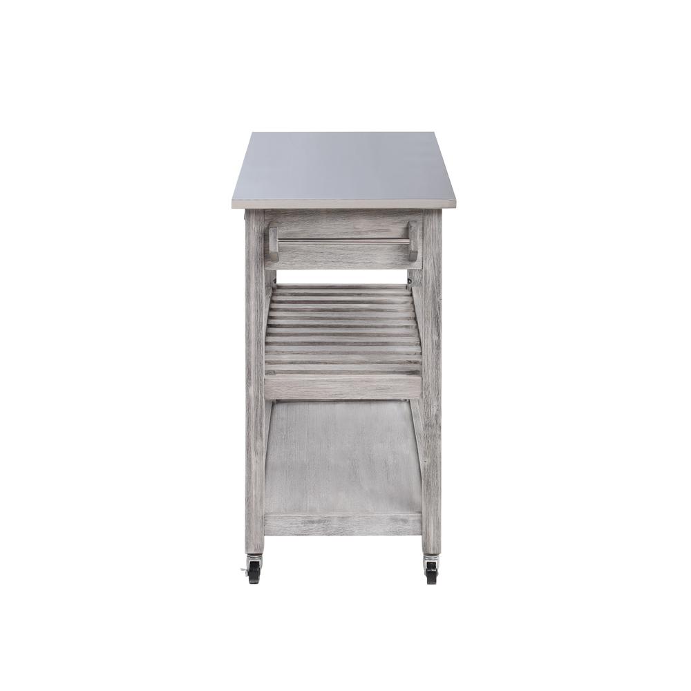 Sonoma Kitchen Cart with Stainless Steel Top [Storm Gray Wire-Brush]. Picture 6