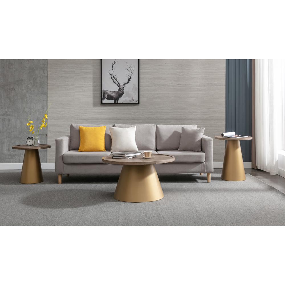 Patrick 23" Round Corner Table - Coffee Brushed/Gold. Picture 4