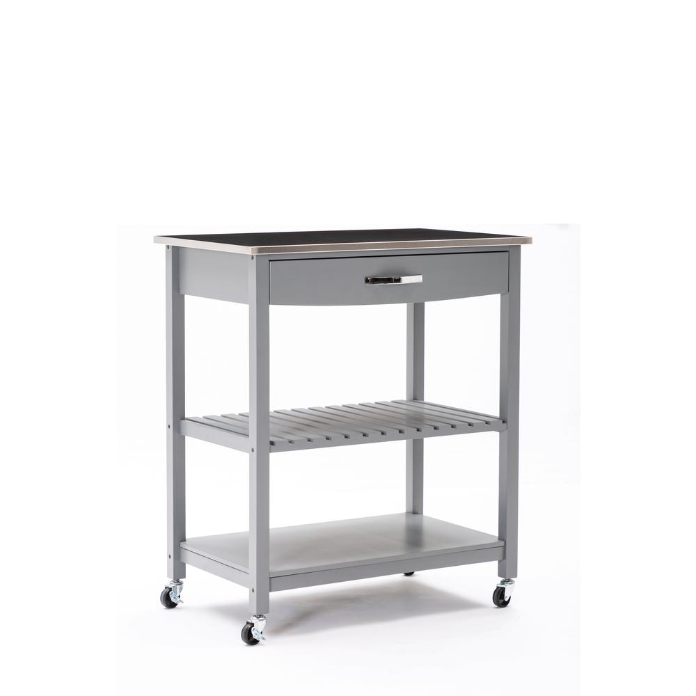 Holland Kitchen Cart With Stainless Steel Top - Gray. Picture 6