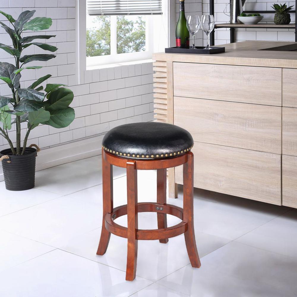 Cordova Swivel Backless Counter Stool - Cherry. Picture 2