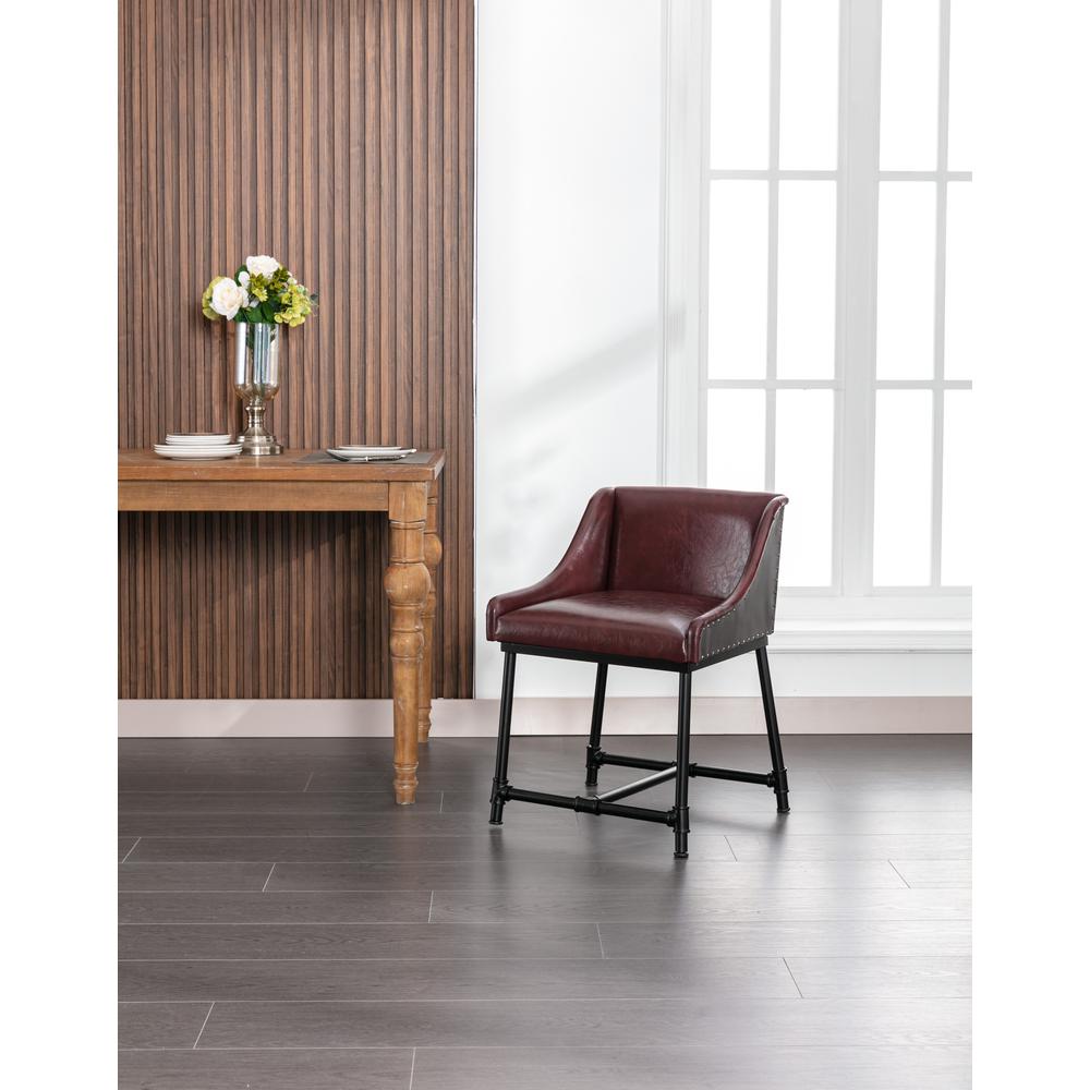 Parlor Faux Leather Adjustable Bar Stool - Burgundy. Picture 24