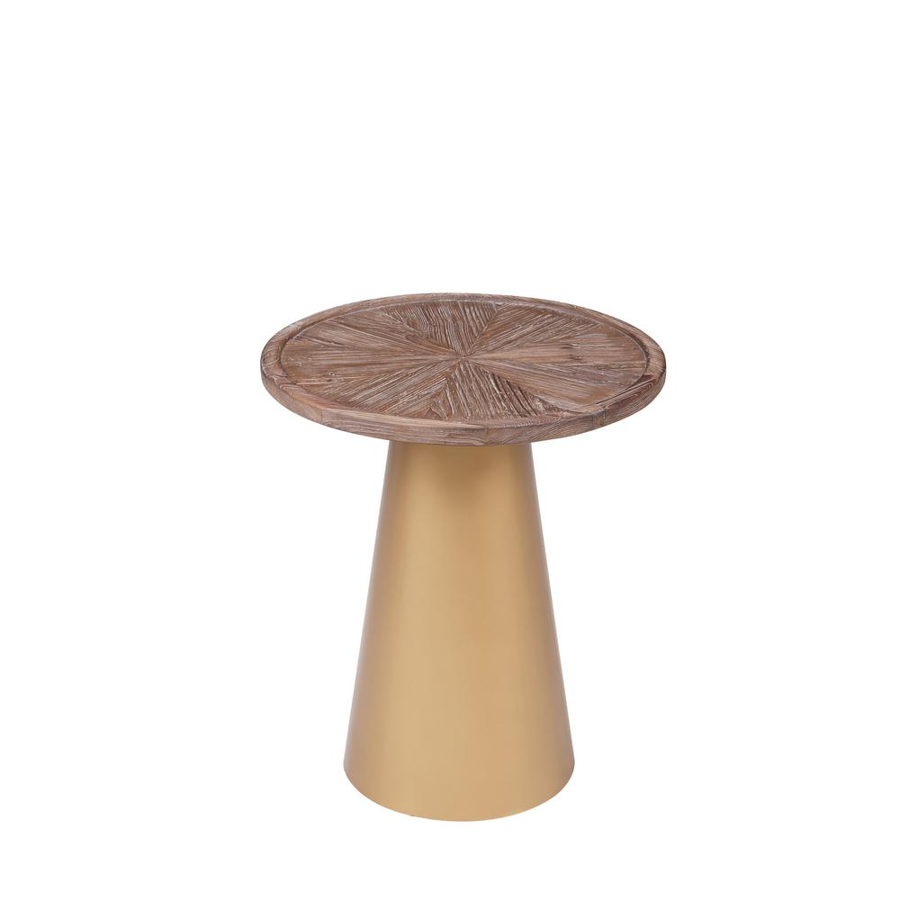 Patrick 23" Round Corner Table - Coffee Brushed/Gold. Picture 11