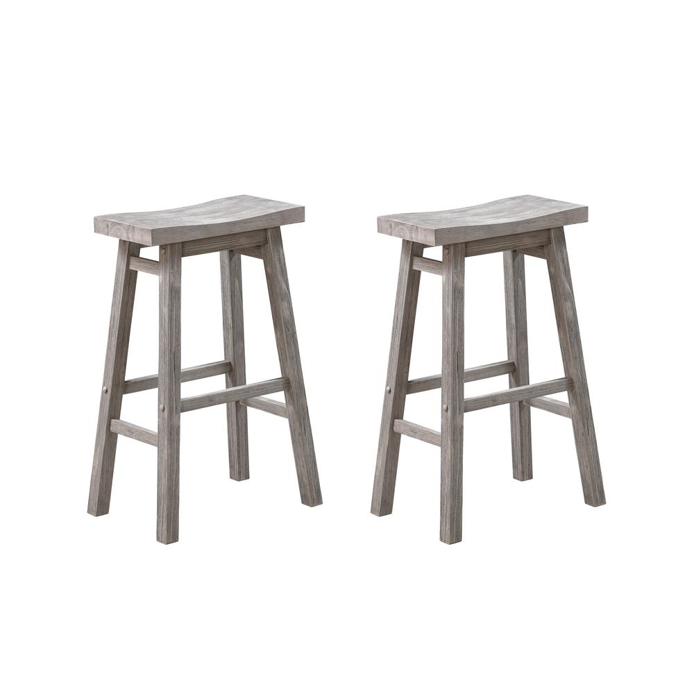 Sonoma Backless Saddle Bar Stools - Storm Gray Wire-Brush - Set of 2. Picture 7