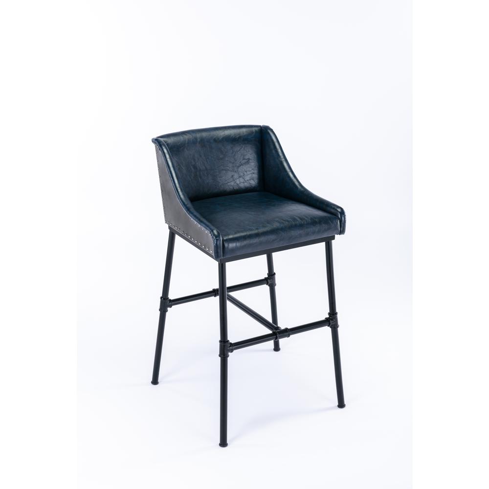 Parlor Faux Leather Adjustable Bar Stool - Midnight Blue. Picture 1