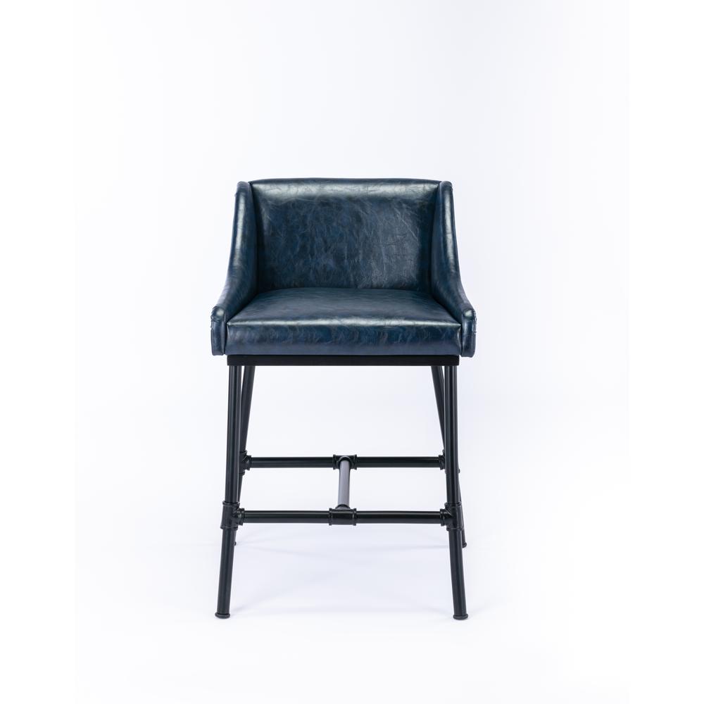 Parlor Faux Leather Adjustable Bar Stool - Midnight Blue. Picture 9