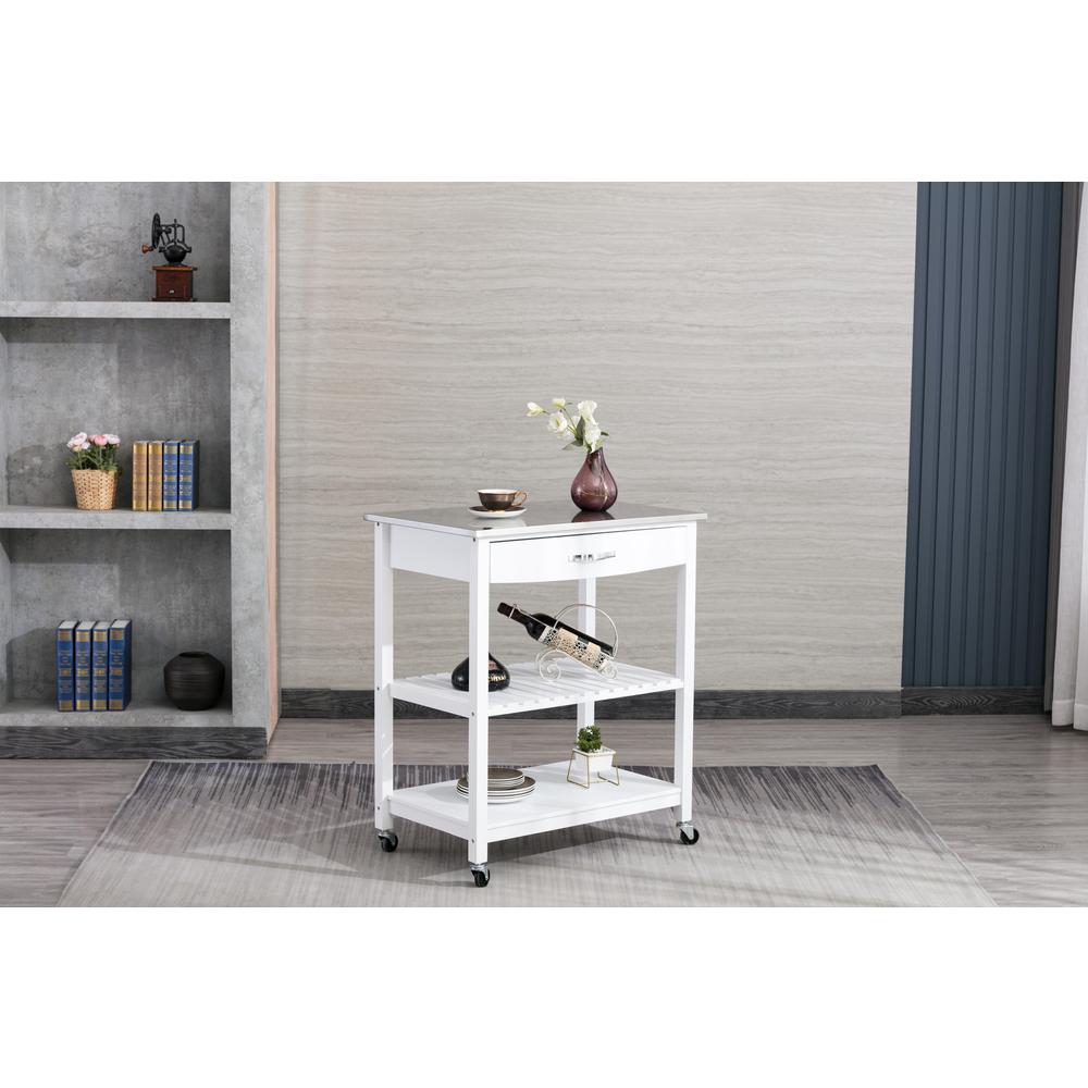 Holland Kitchen Cart With Stainless Steel Top - White. Picture 7