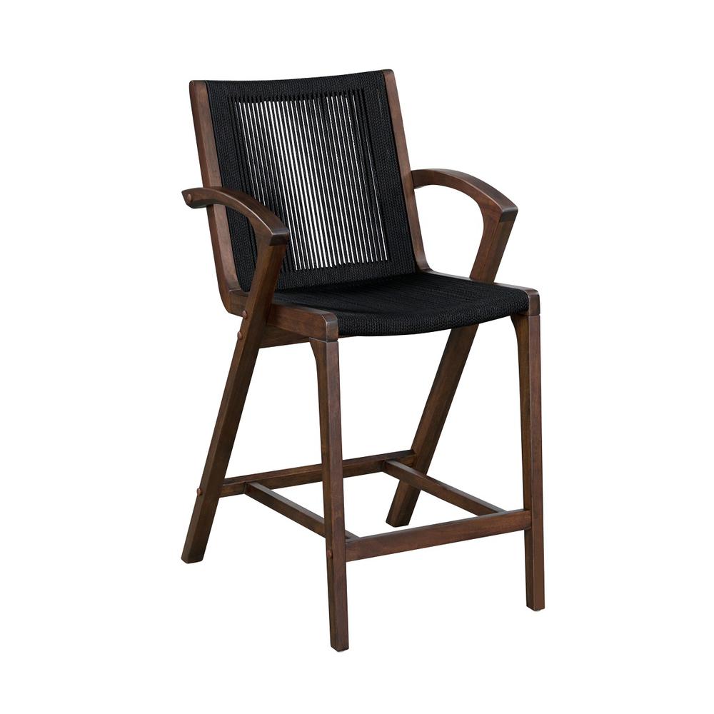 Luca Black Rope Bar Stool - Cappuccino Finish. Picture 1