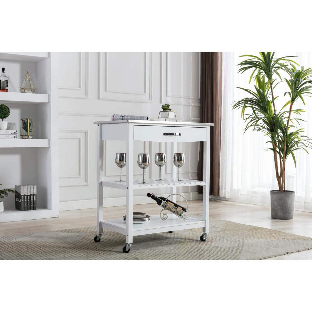 Holland Kitchen Cart With Stainless Steel Top - White. Picture 11