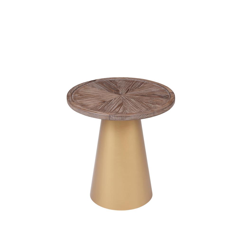 Patrick 19" Round Corner Table - Coffee Brushed/Gold. Picture 10