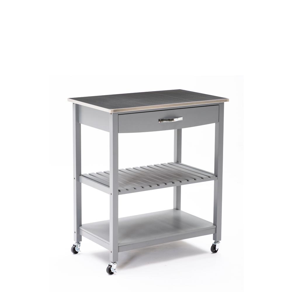 Holland Kitchen Cart With Stainless Steel Top - Gray. Picture 5