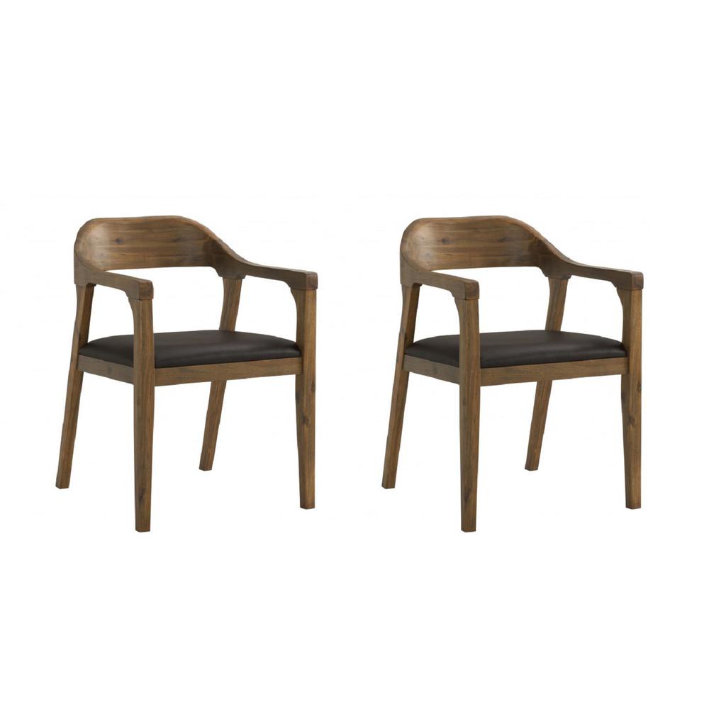 Rasmus Dining Armchairs - Chestnut Wire-Brush Finish - Set of 2. Picture 1