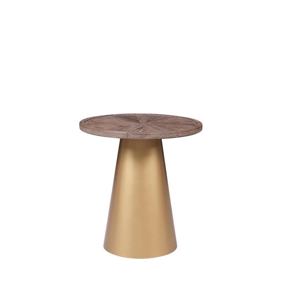 Patrick 19" Round Corner Table - Coffee Brushed/Gold. Picture 9