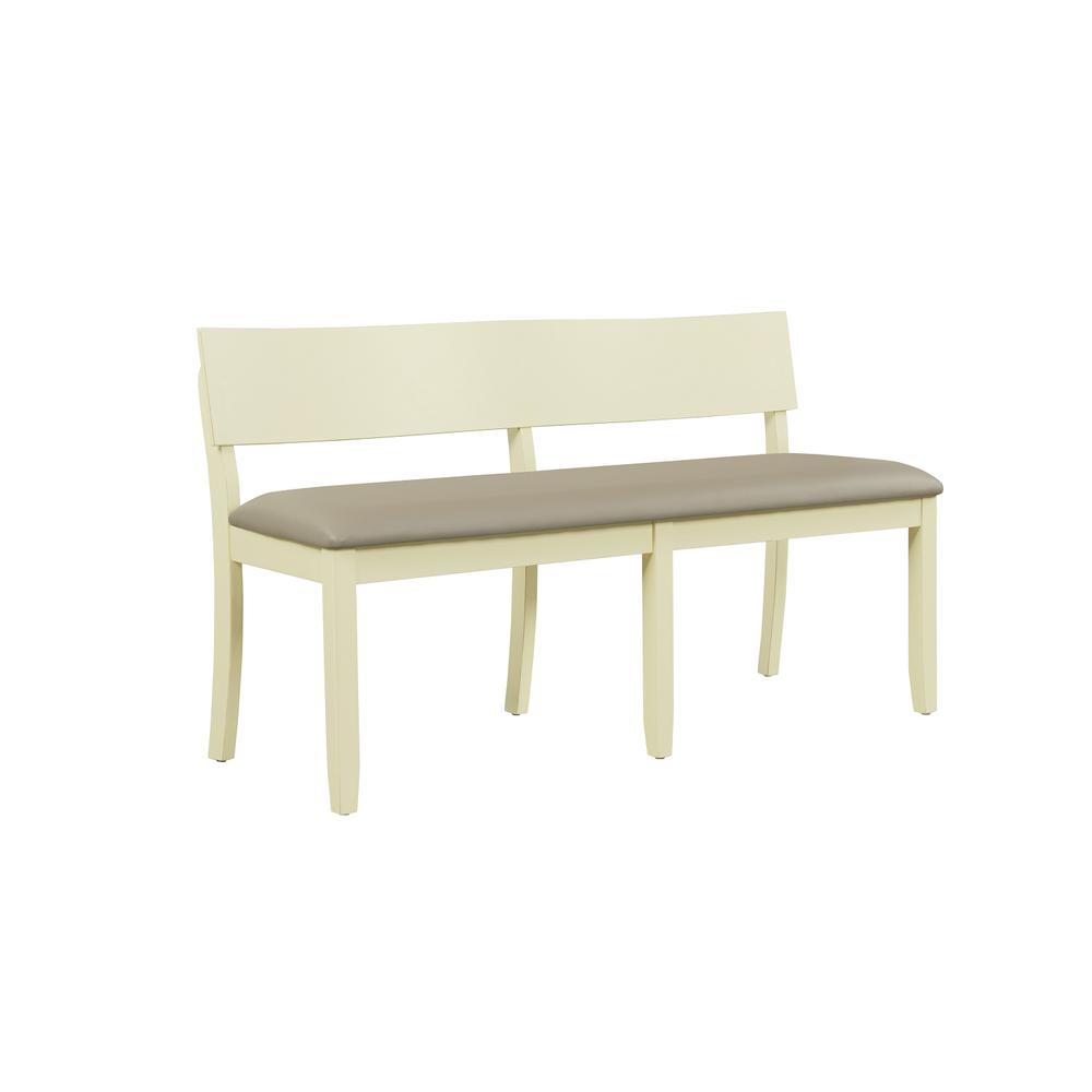 Capella Beige Faux Leather Dining Height Bench - Buttermilk. Picture 1