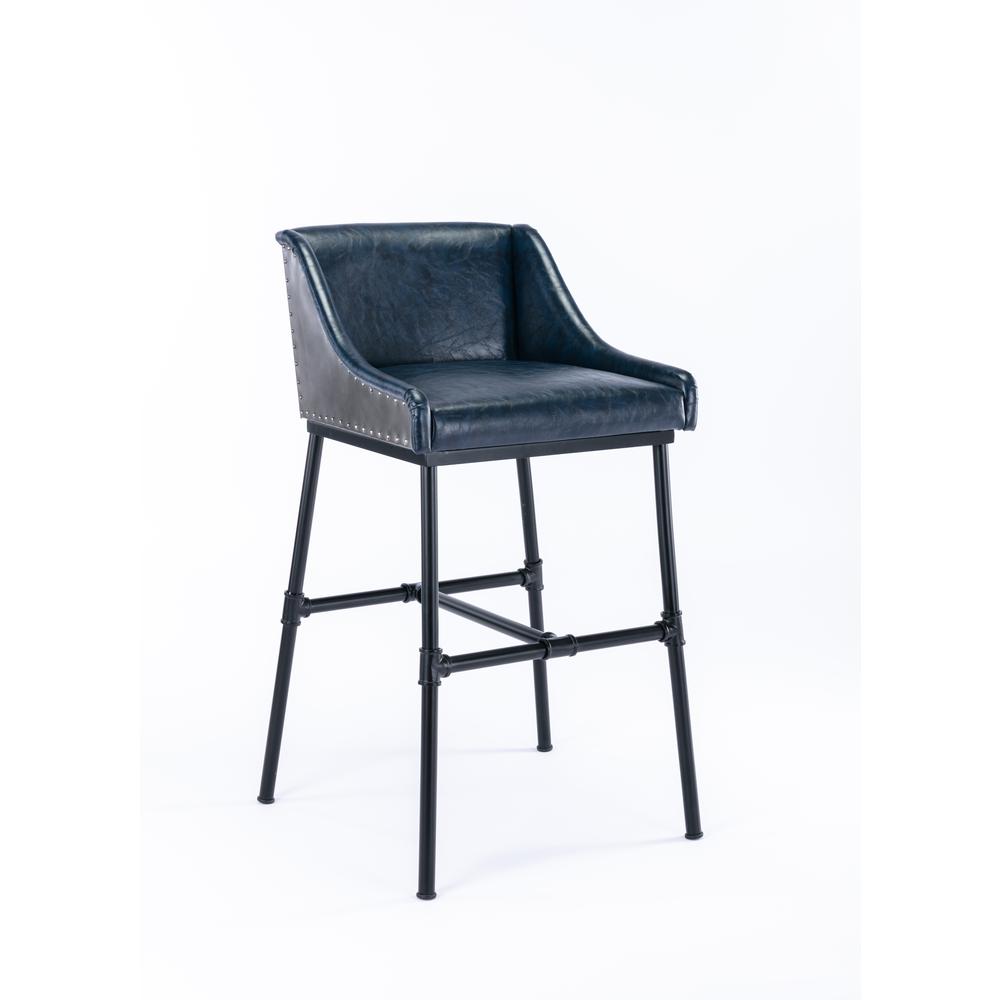 Parlor Faux Leather Adjustable Bar Stool - Midnight Blue. Picture 2