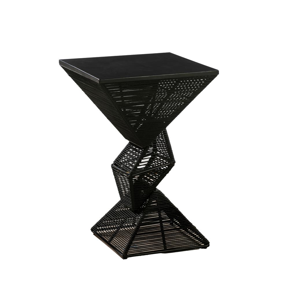 Lorenzo Rope Geometric Pub Table - Black. Picture 1