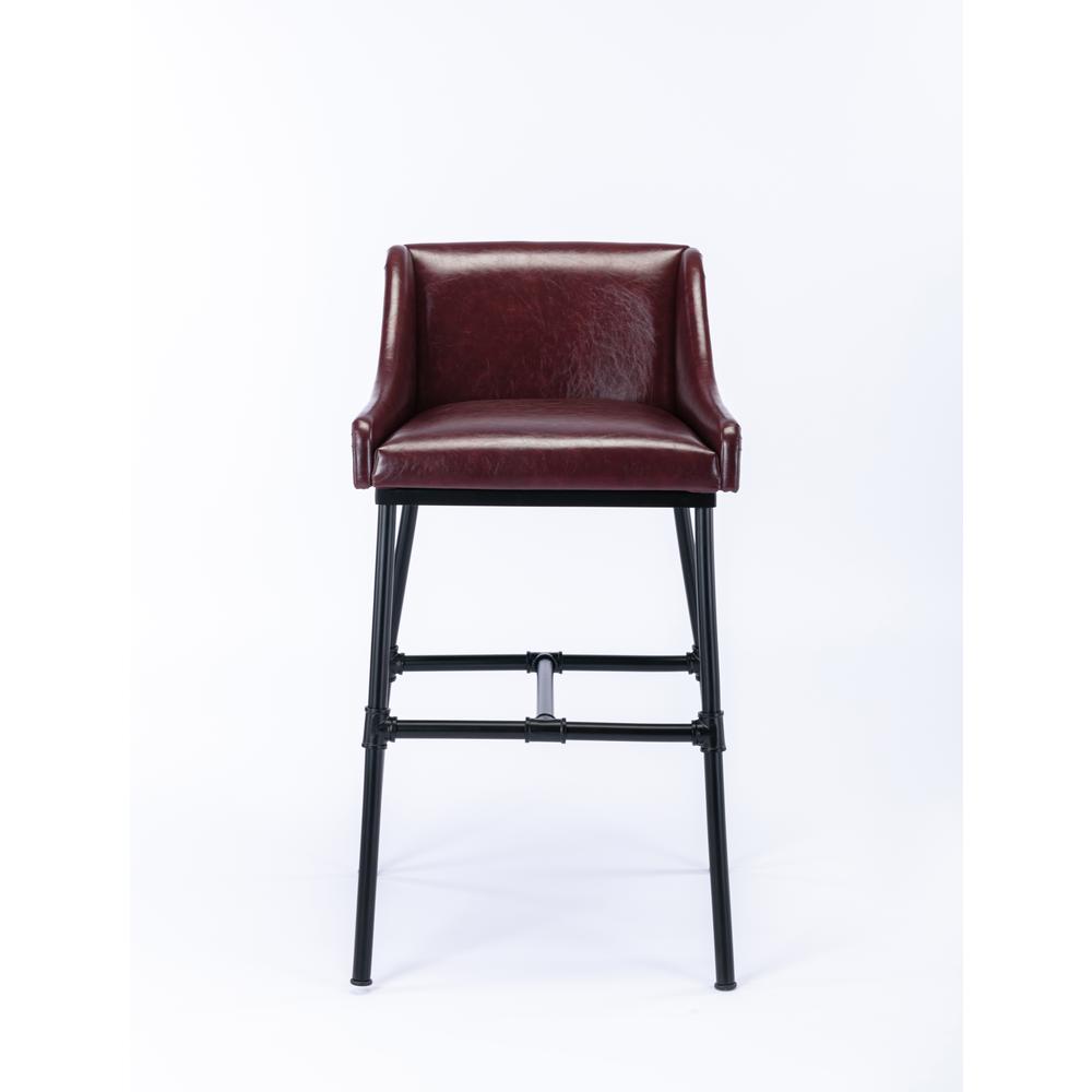 Parlor Faux Leather Adjustable Bar Stool - Burgundy. Picture 7