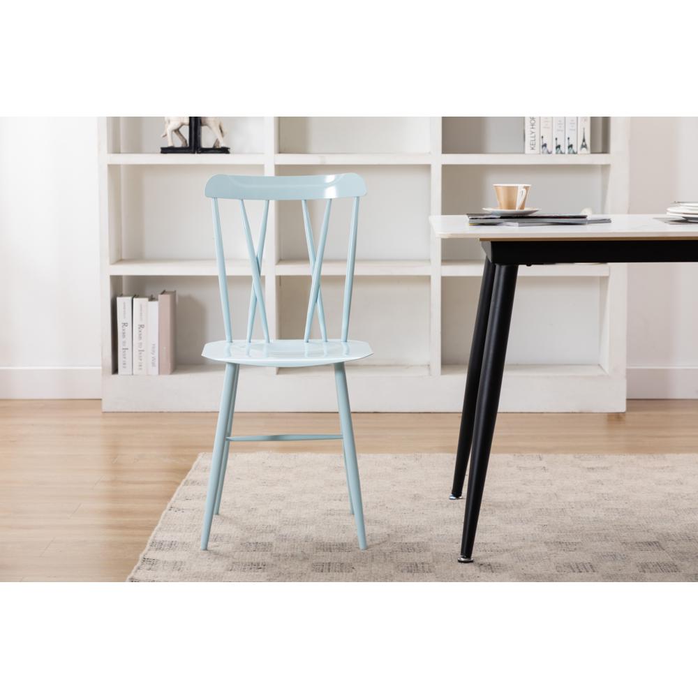 Savannah Light Blue Metal Dining Chair - Set of 2. Picture 7