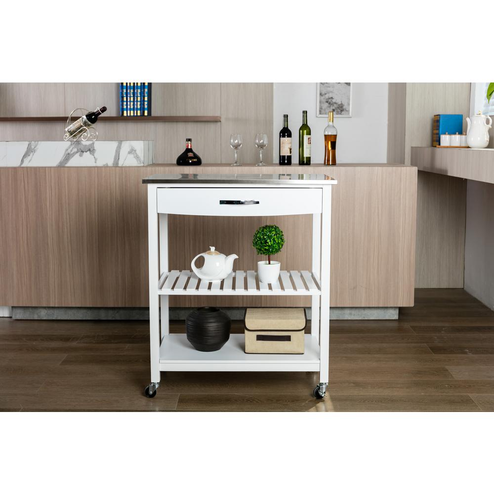 Holland Kitchen Cart With Stainless Steel Top - White. Picture 19