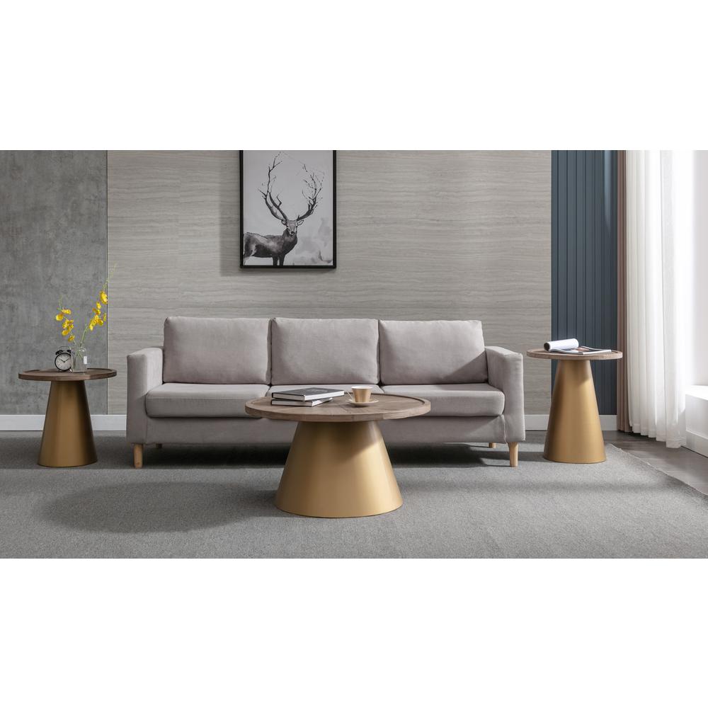 Patrick 19" Round Corner Table - Coffee Brushed/Gold. Picture 4