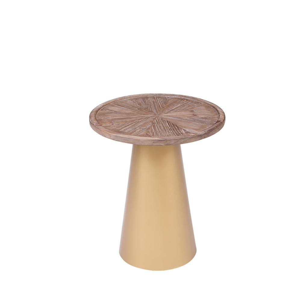 Patrick 23" Round Corner Table - Coffee Brushed/Gold. Picture 10