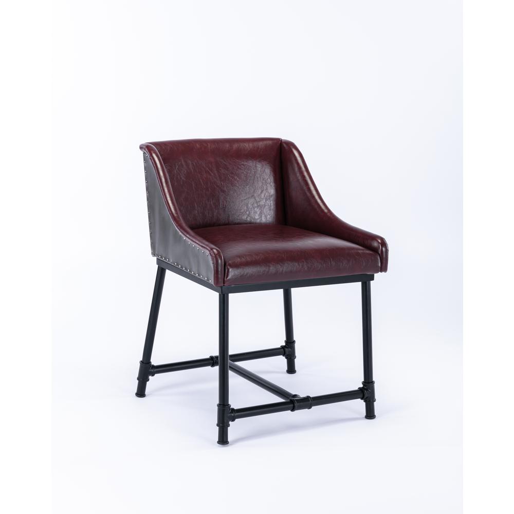 Parlor Faux Leather Adjustable Bar Stool - Burgundy. Picture 3