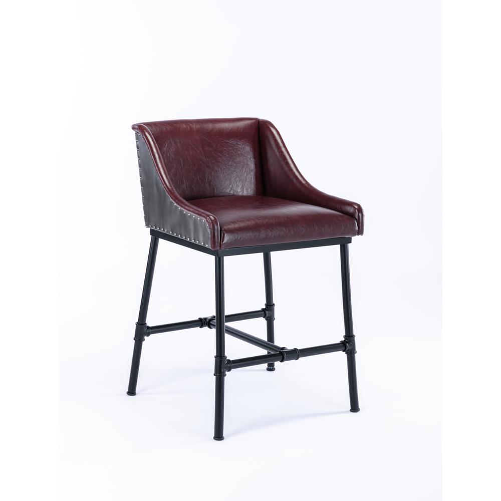 Parlor Faux Leather Adjustable Bar Stool - Burgundy. Picture 9