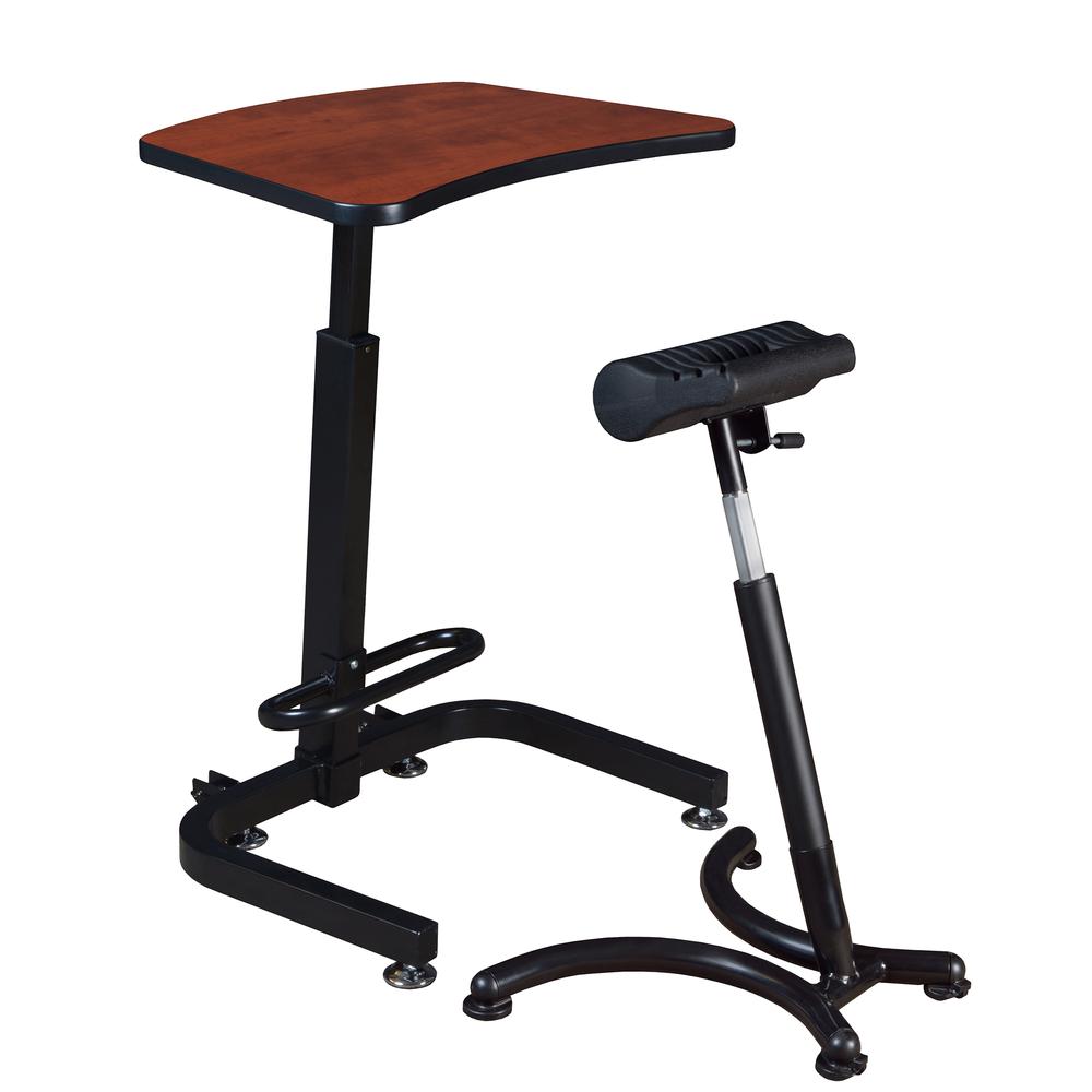 Brody Sit-Stand Desk, Cherry. Picture 4