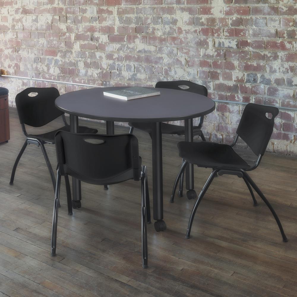 'M' Stack Chair (4 pack)- Black. Picture 2