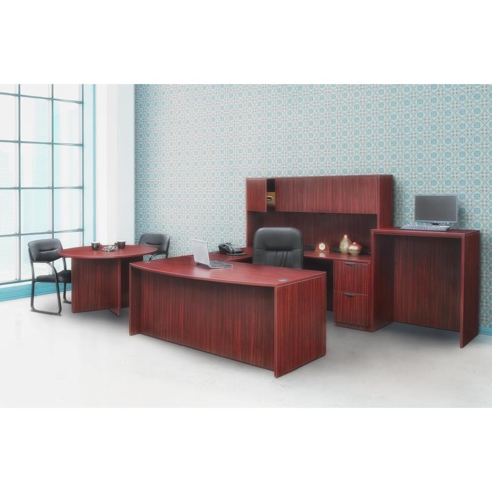 Legacy 71" Bow Front Double Full Pedestal U-Desk- Mahogany. Picture 7