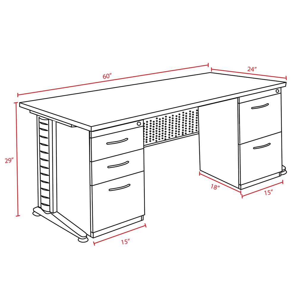 Regency Fusion 60 x 24 in. Teachers Desk with Double Pedestal Drawer Unit. Picture 5
