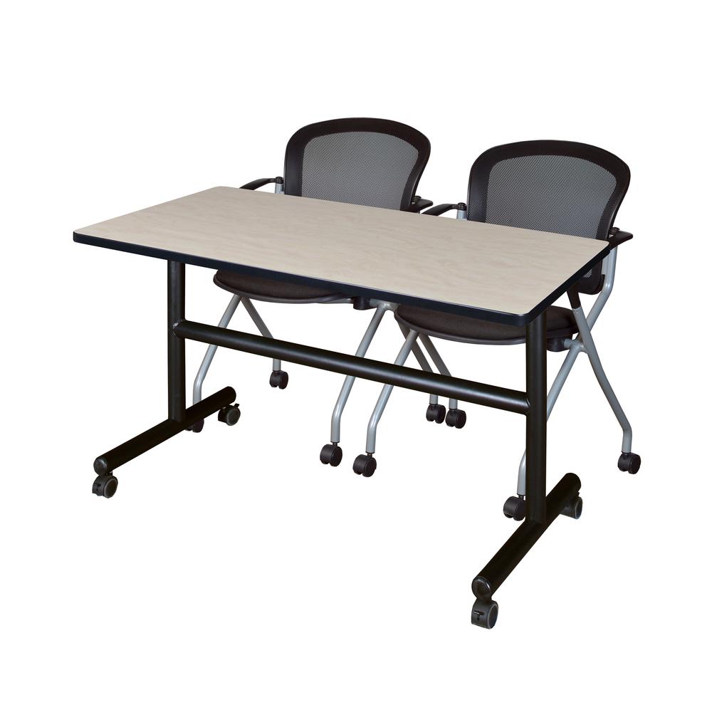 48" x 30" Flip Top Mobile Training Table- Maple and 2 Cadence Nesting Chairs. Picture 1