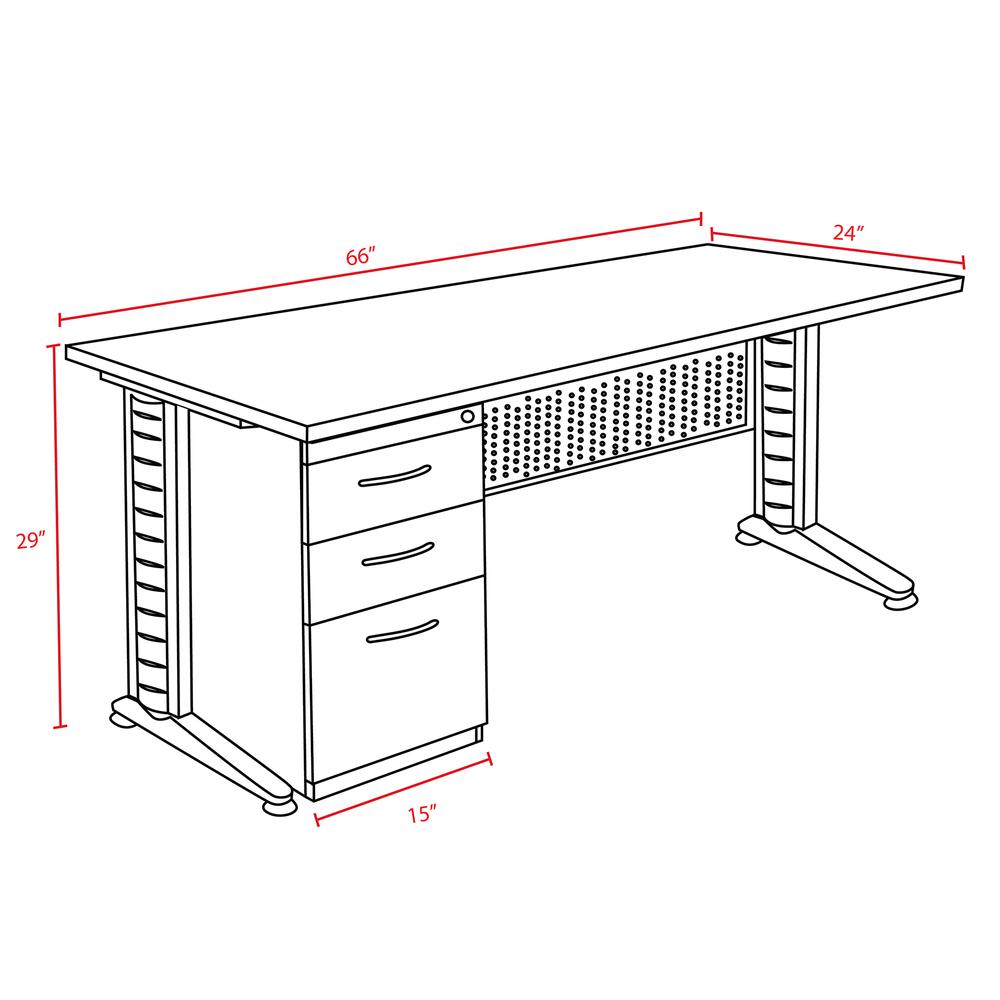Regency Fusion 66 x 24 Teachers Desk with Single Pedestal Drawer Unit. Picture 4