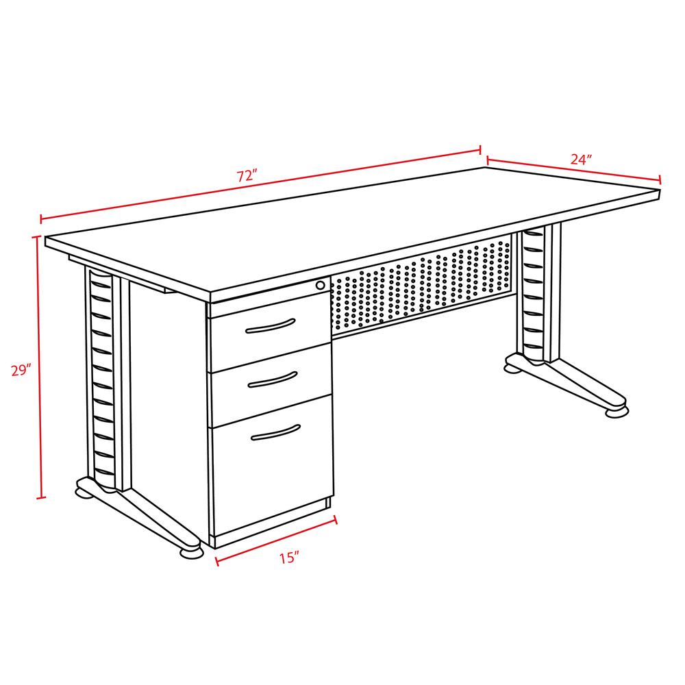 Regency Fusion 72 x 24 Teachers Desk with Single Pedestal Drawer Unit. Picture 4