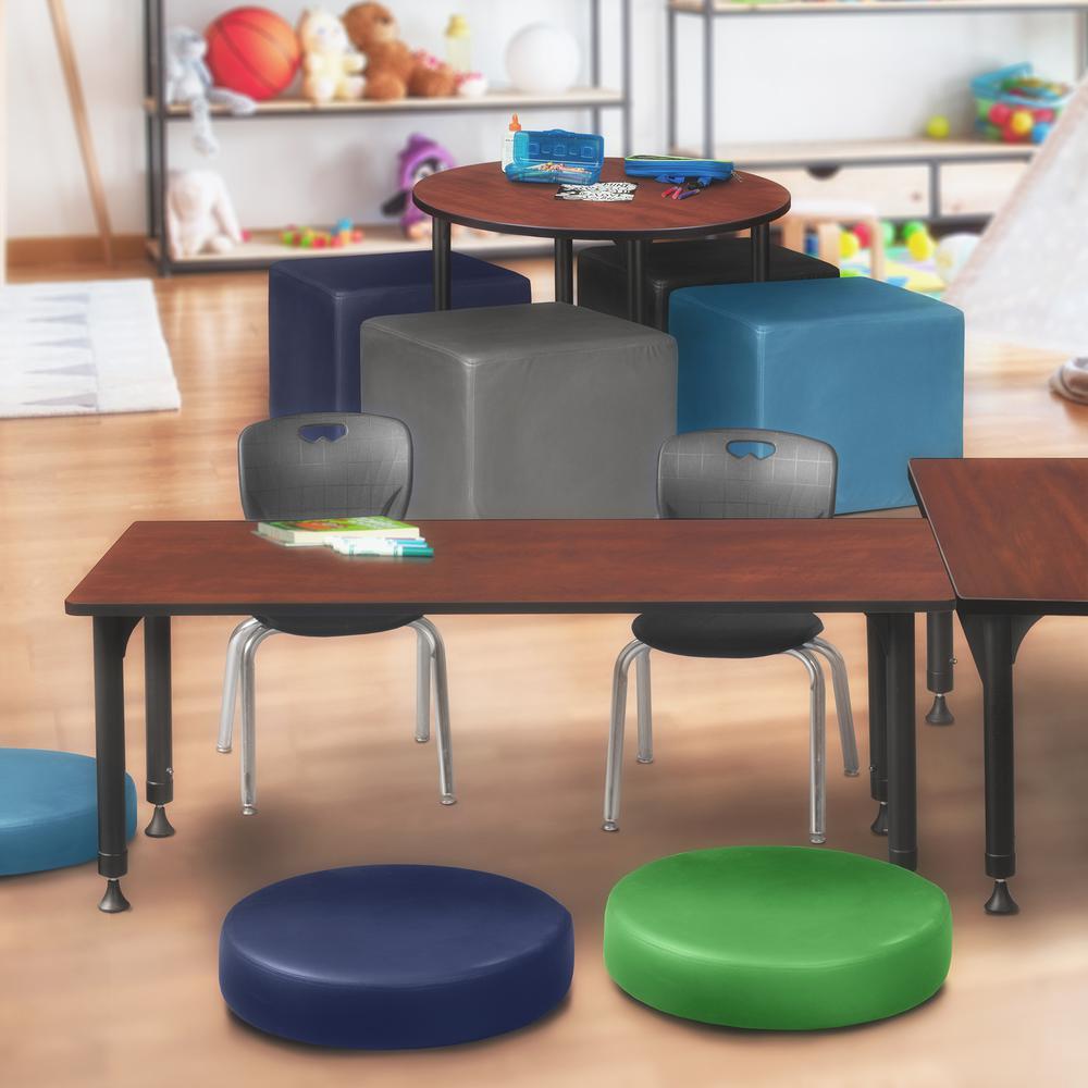 Kee 66" x 30" Height Adjustable Classroom Table - Cherry & 2 Andy 12-in Stack Chairs- Black. Picture 7