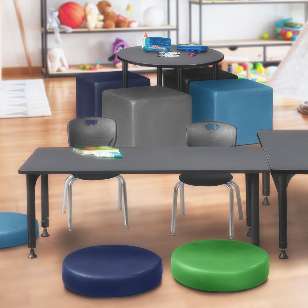 Kee 66" x 30" Height Adjustable Classroom Table - Grey & 2 Andy 12-in Stack Chairs- Black. Picture 7