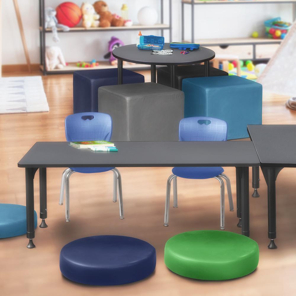 Kee 66" x 30" Height Adjustable Classroom Table - Grey & 2 Andy 12-in Stack Chairs- Navy Blue. Picture 7