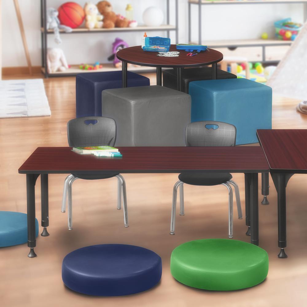 Kee 66" x 30" Height Adjustable Classroom Table - Mahogany & 2 Andy 12-in Stack Chairs- Black. Picture 7