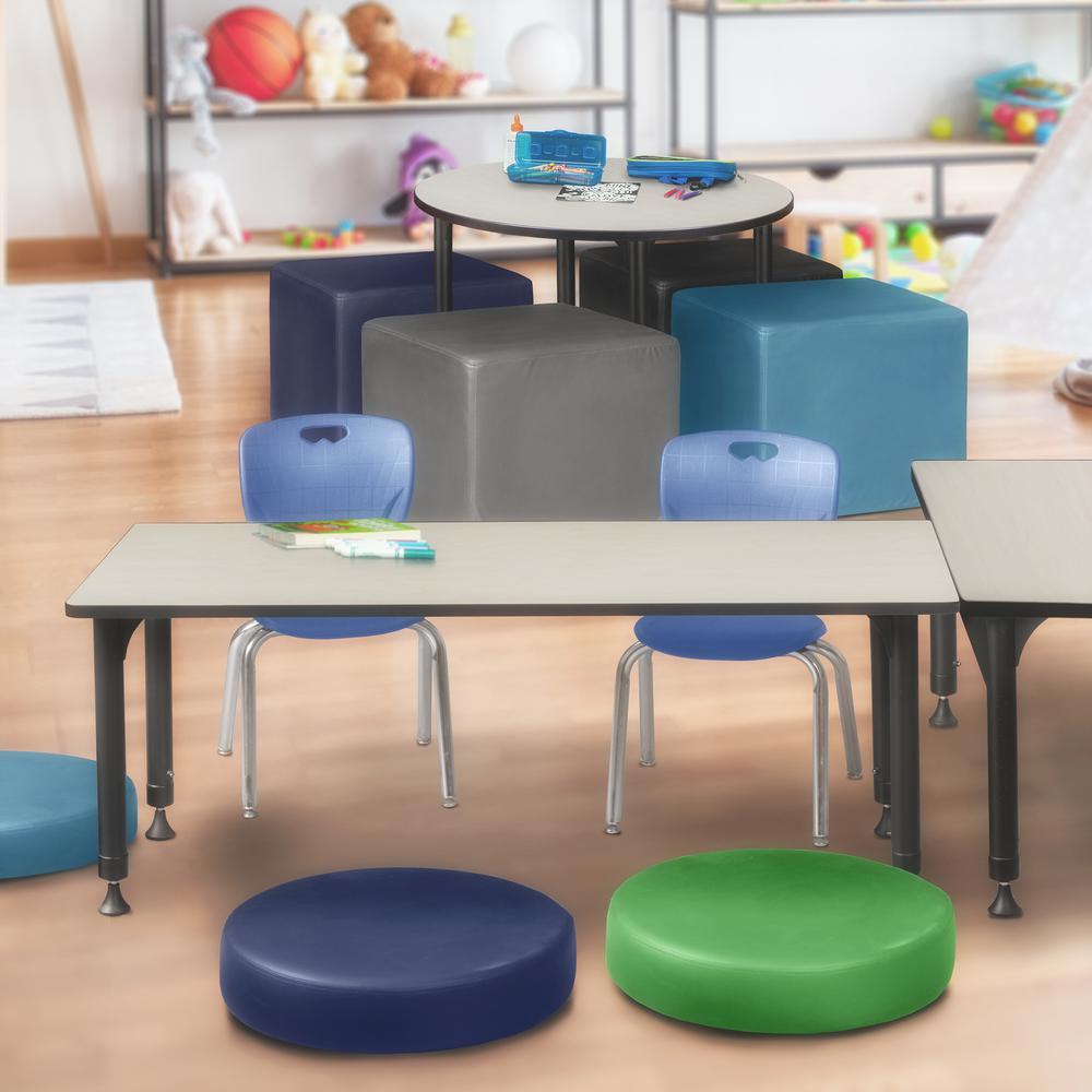 Kee 66" x 30" Height Adjustable Classroom Table - Maple & 2 Andy 12-in Stack Chairs- Navy Blue. Picture 7