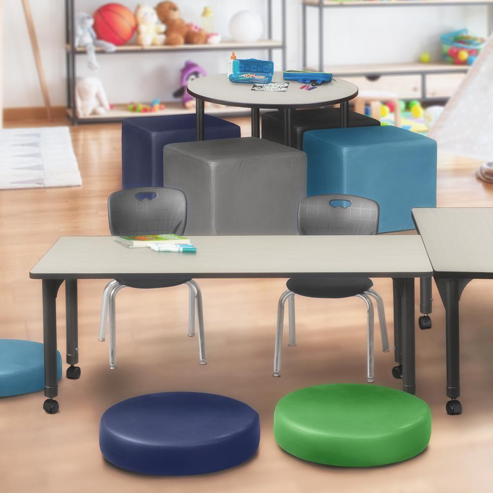 Kee 72" x 30" Height Adjustable Mobile Classroom Table - Maple & 2 Andy 12-in Stack Chairs- Black. Picture 7