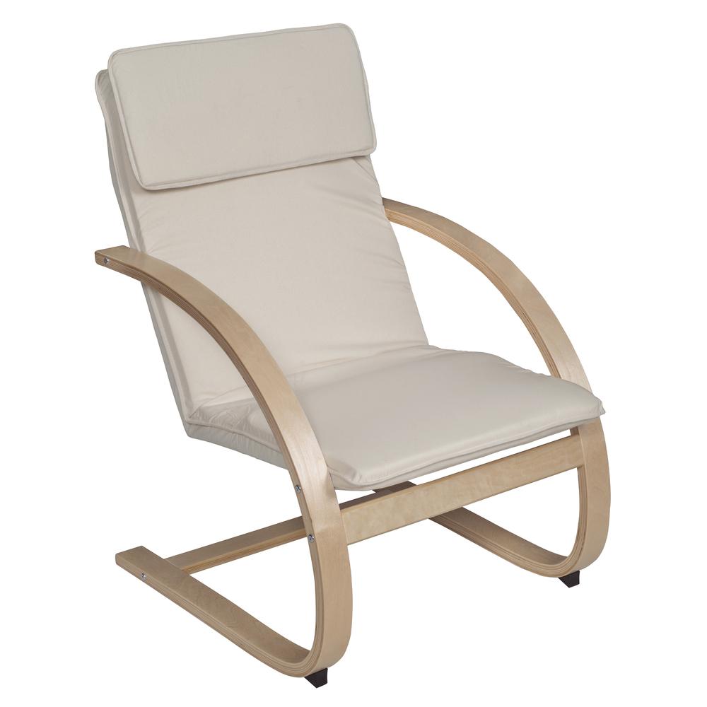 Mia Bentwood Reclining Chair- Natural/ Beige. Picture 1