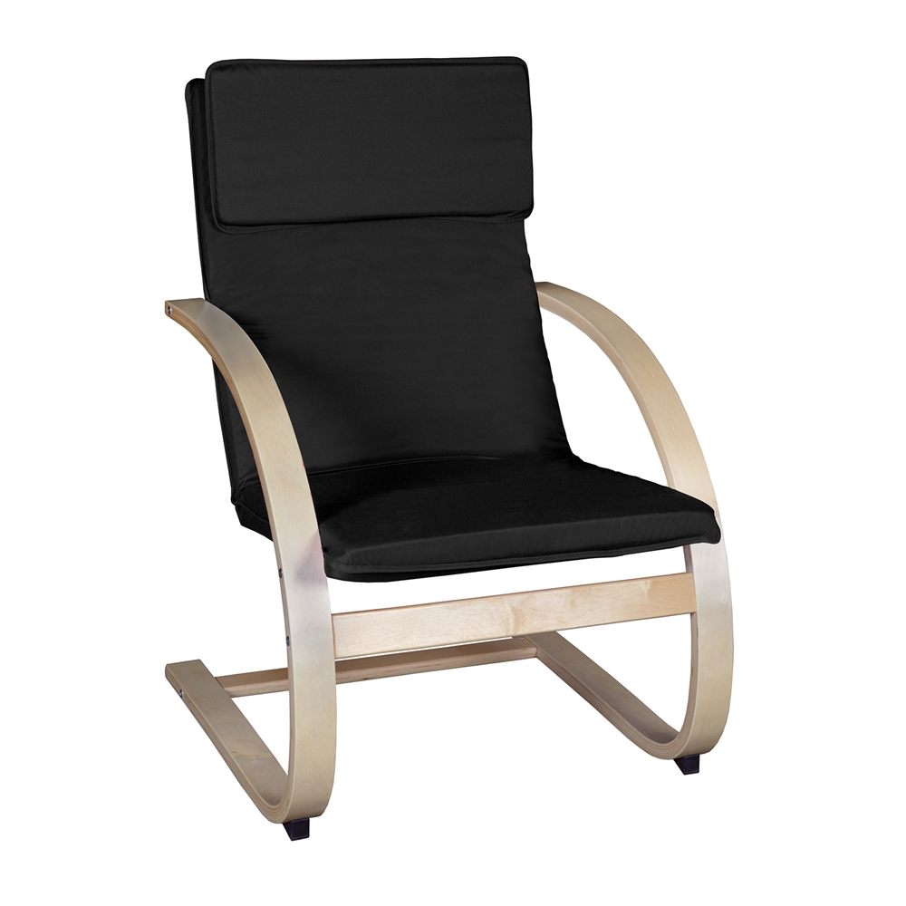 Mia Bentwood Reclining Chair- Natural/ Black. The main picture.