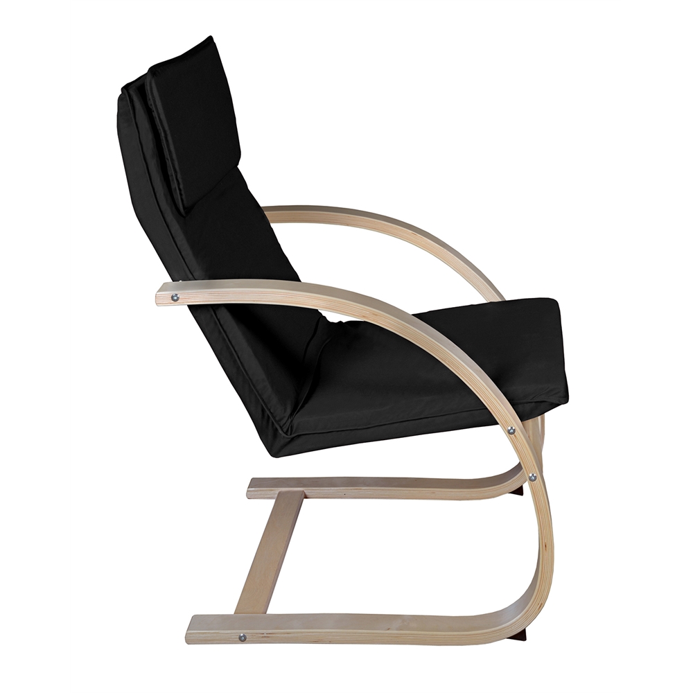 Mia Bentwood Reclining Chair- Natural/ Black. Picture 3