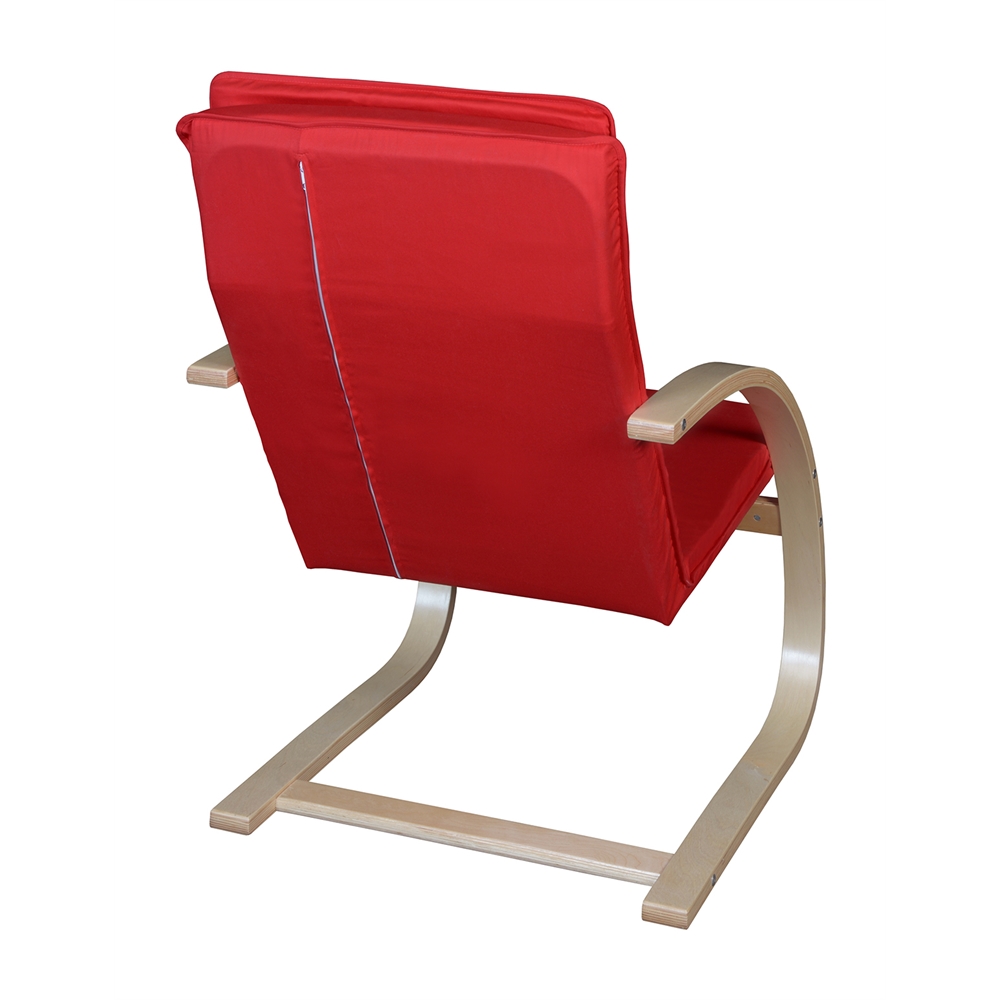 Mia Bentwood Reclining Chair- Natural/ Red. Picture 2