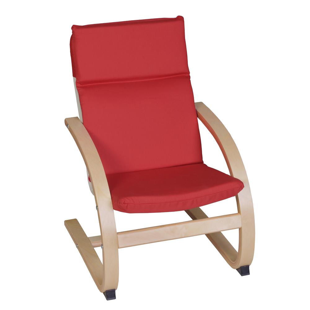 Niche Mia Bentwood Children's Reclining Chair - Natural/ Red. Picture 1