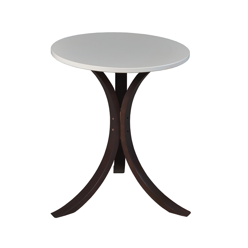 Mia Bentwood Side Table- Mocha Walnut and Beige. Picture 1