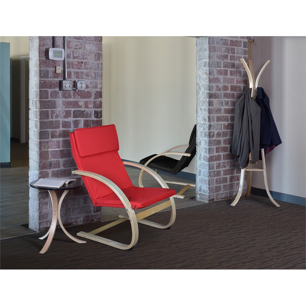 Mia Bentwood Reclining Chair- Natural/ Red. Picture 4