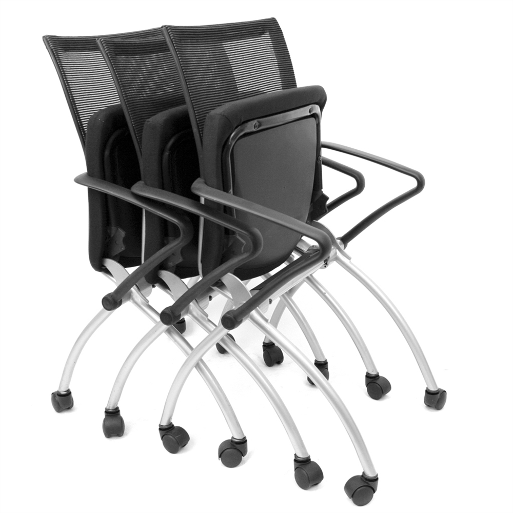 66" x 24" Kee Training Table- Maple/ Chrome & 2 Apprentice Chairs- Black. Picture 5