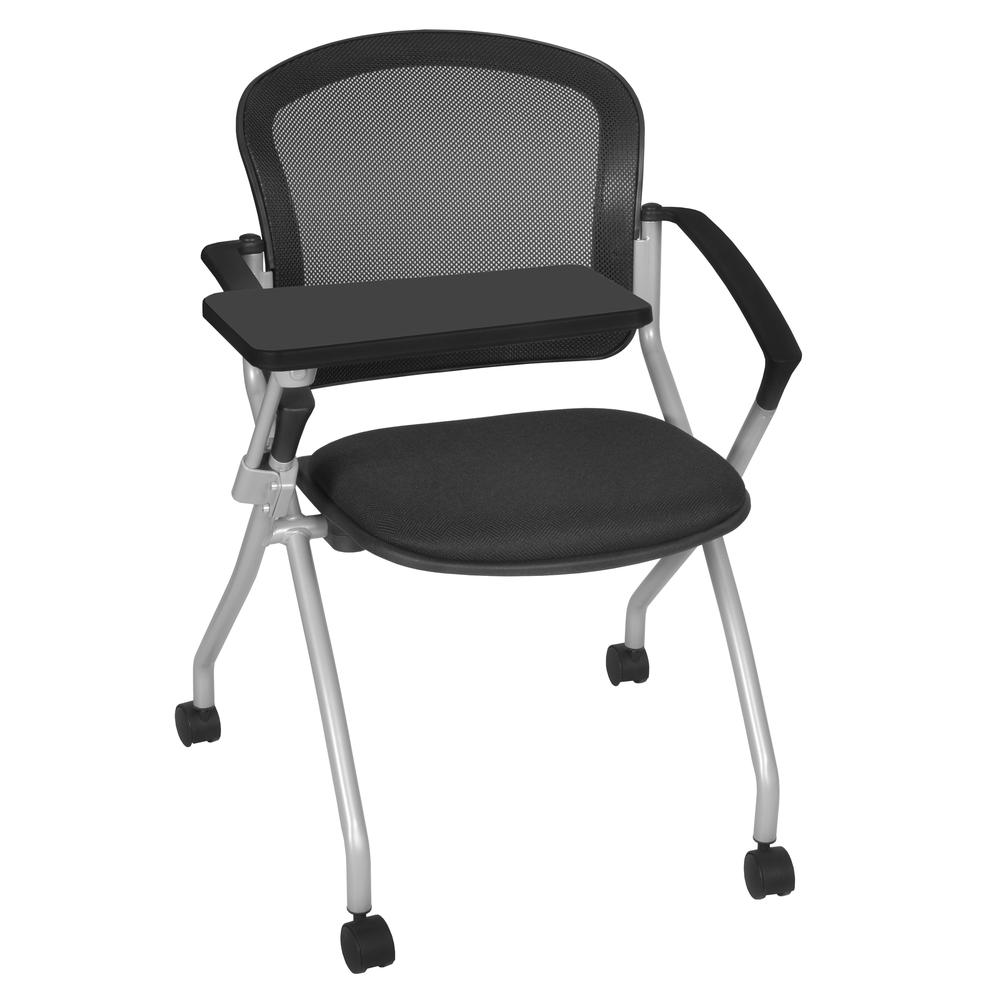 Cadence Nesting Chair with Tablet Arm - Black. Picture 1