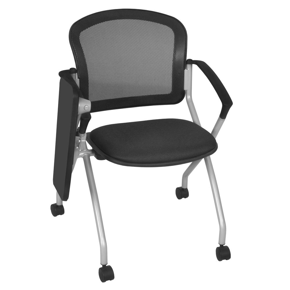 Cadence Nesting Chair with Tablet Arm - Black. Picture 2