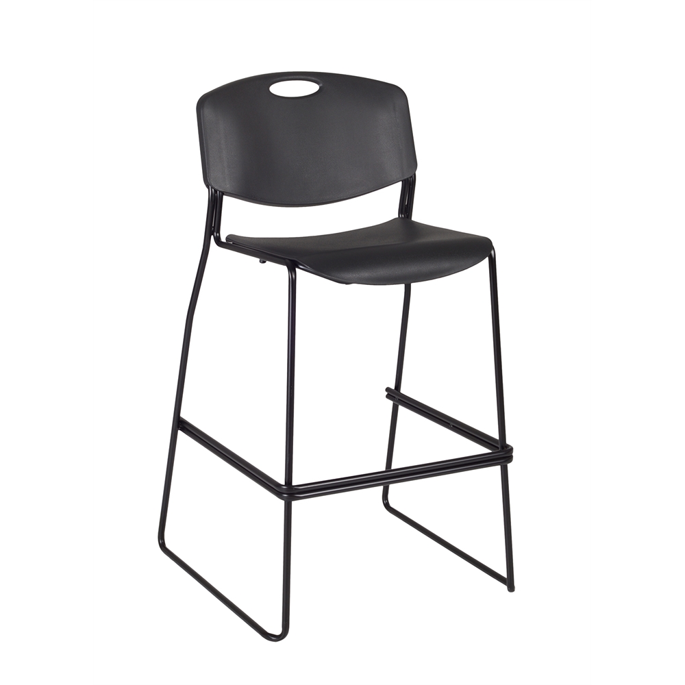 Cain 30" Round Café Table- Grey & 2 Zeng Stack Stools- Black. Picture 5